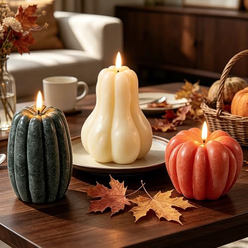 3-Piece Fall Pumpkin Flameless Candle Set, 31.XX 🎃