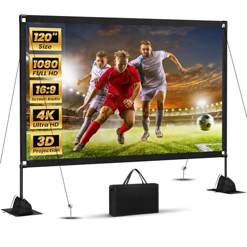 120-Inch Projector Screen with Stand, 50% Off Code, 39.XX 🎬