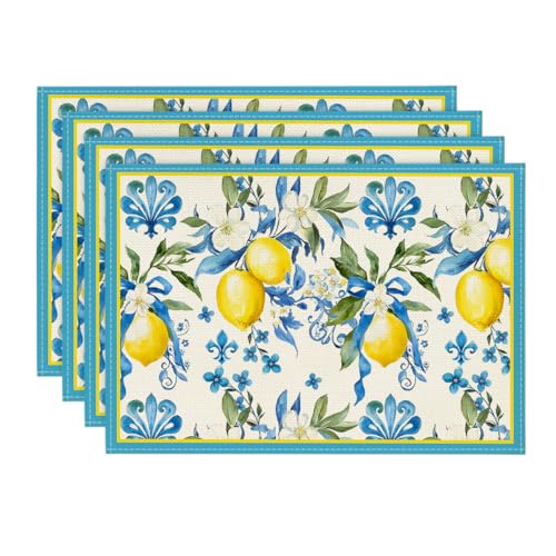 4-Pack Blue Lemon Iris Placemats, 50% Off Code, 4.XX 🍋