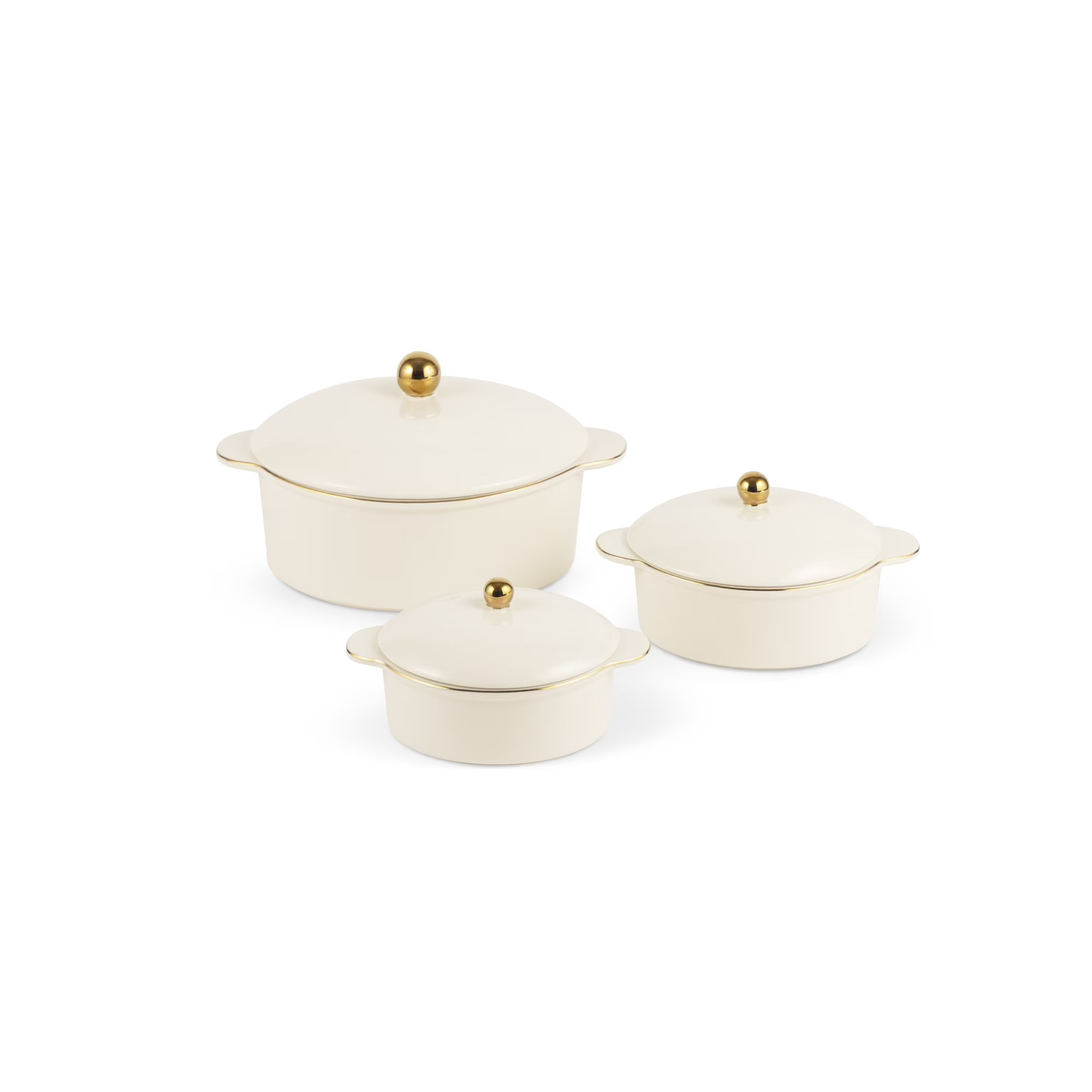 Thyme & Table 3-Piece Ceramic Casserole Set – Cream