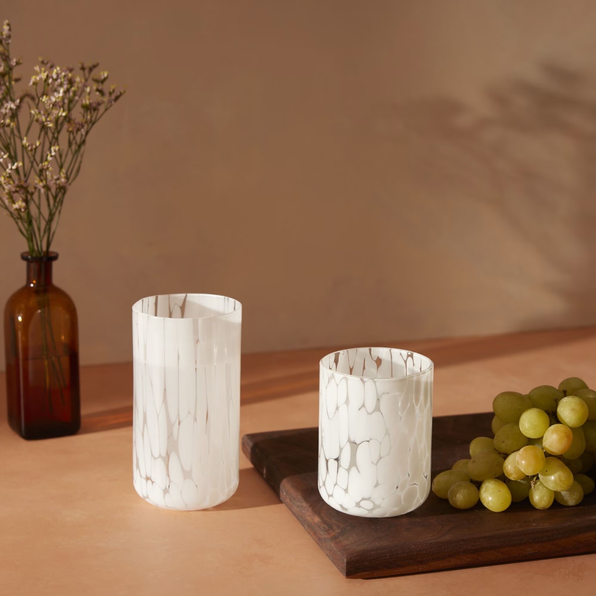Thyme & Table 12 fl oz White Tortoise Drinking Glass, Set of 4