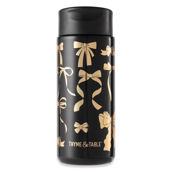 Thyme & Table Black & Gold Bow Coffee Tumbler, 3.XX 🎀